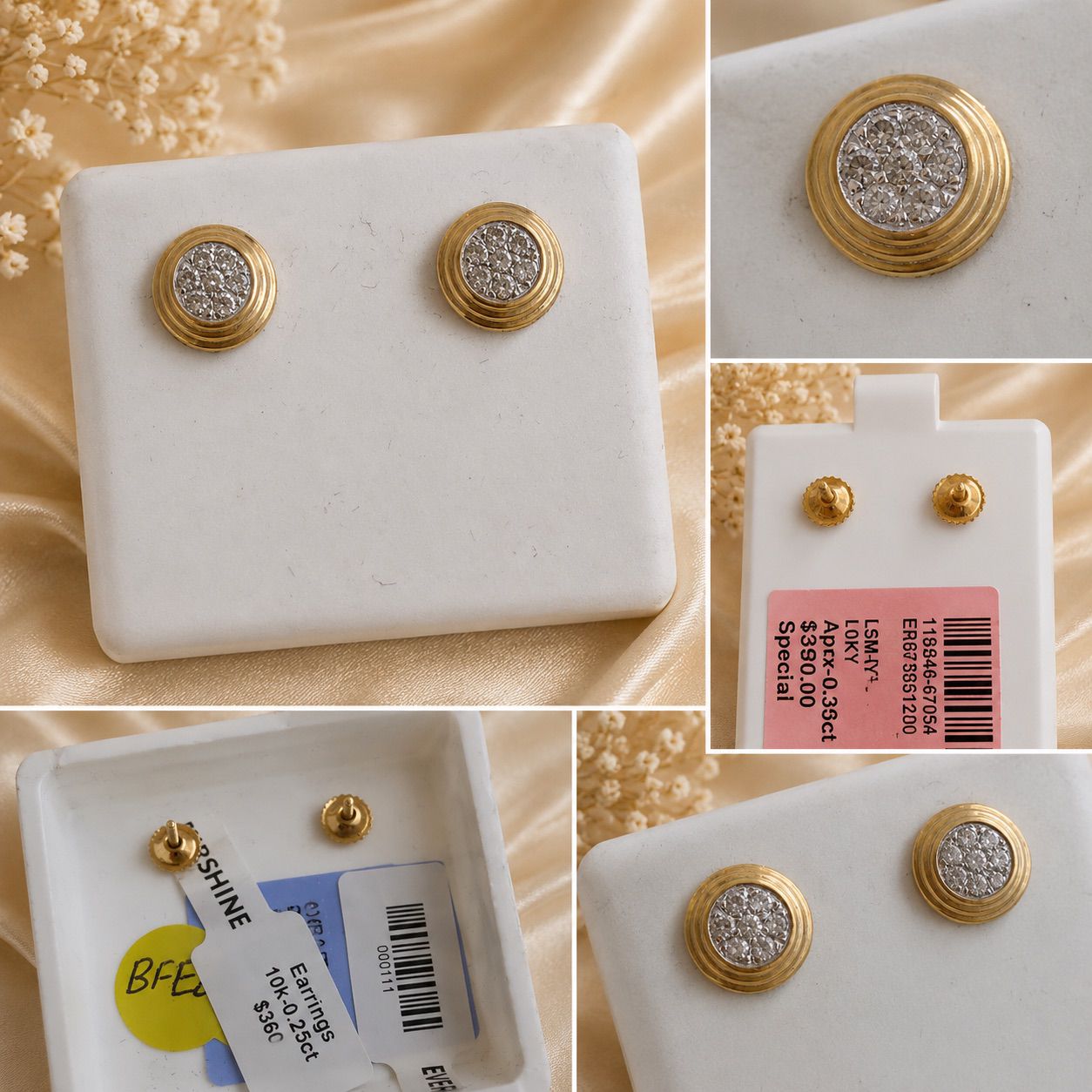 Gold Circle Centered Diamond Stud