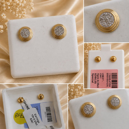 Gold Circle Centered Diamond Stud