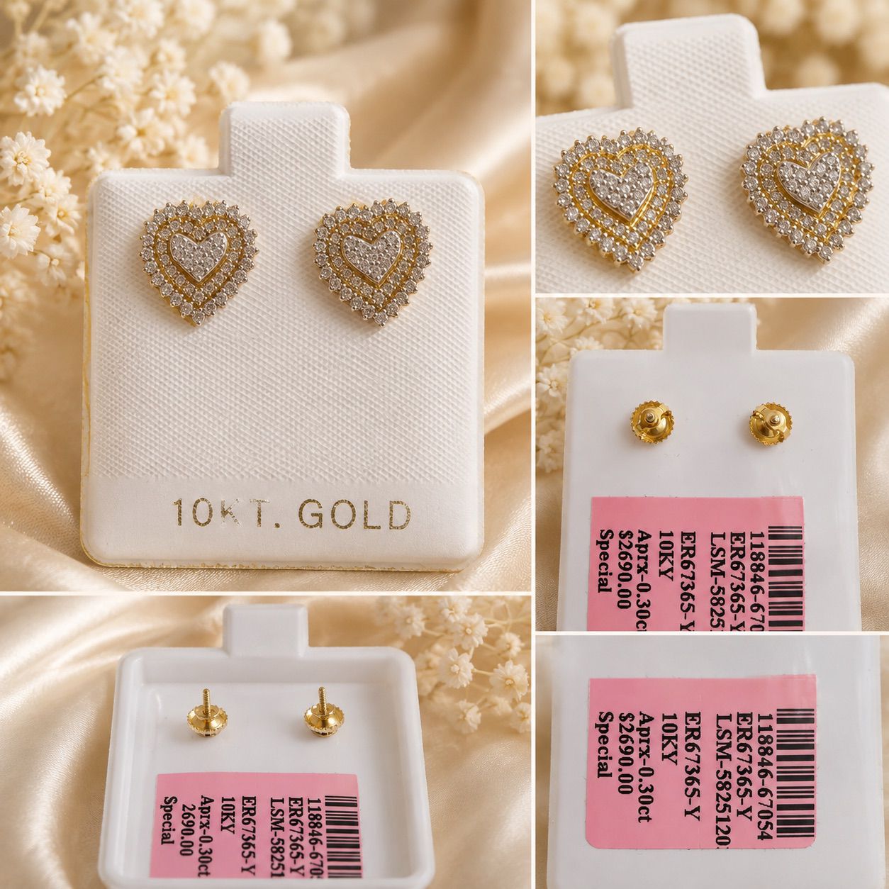 10K Gold Heart Shaped Earrings