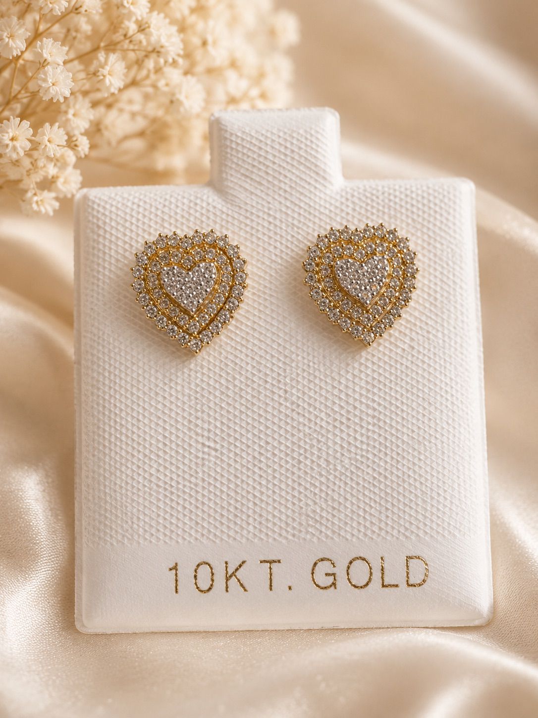 10K Gold Heart Shaped Earrings