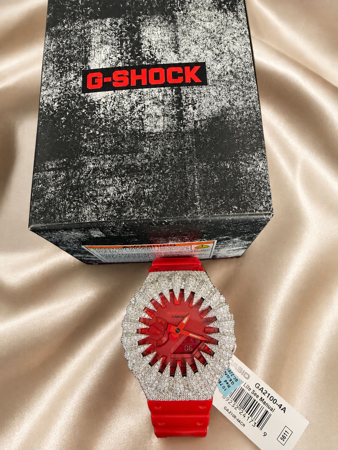 Casio G-Shock GA2100-4A Red Custom Iced Out Moissanite Watch w/ Box & Tag