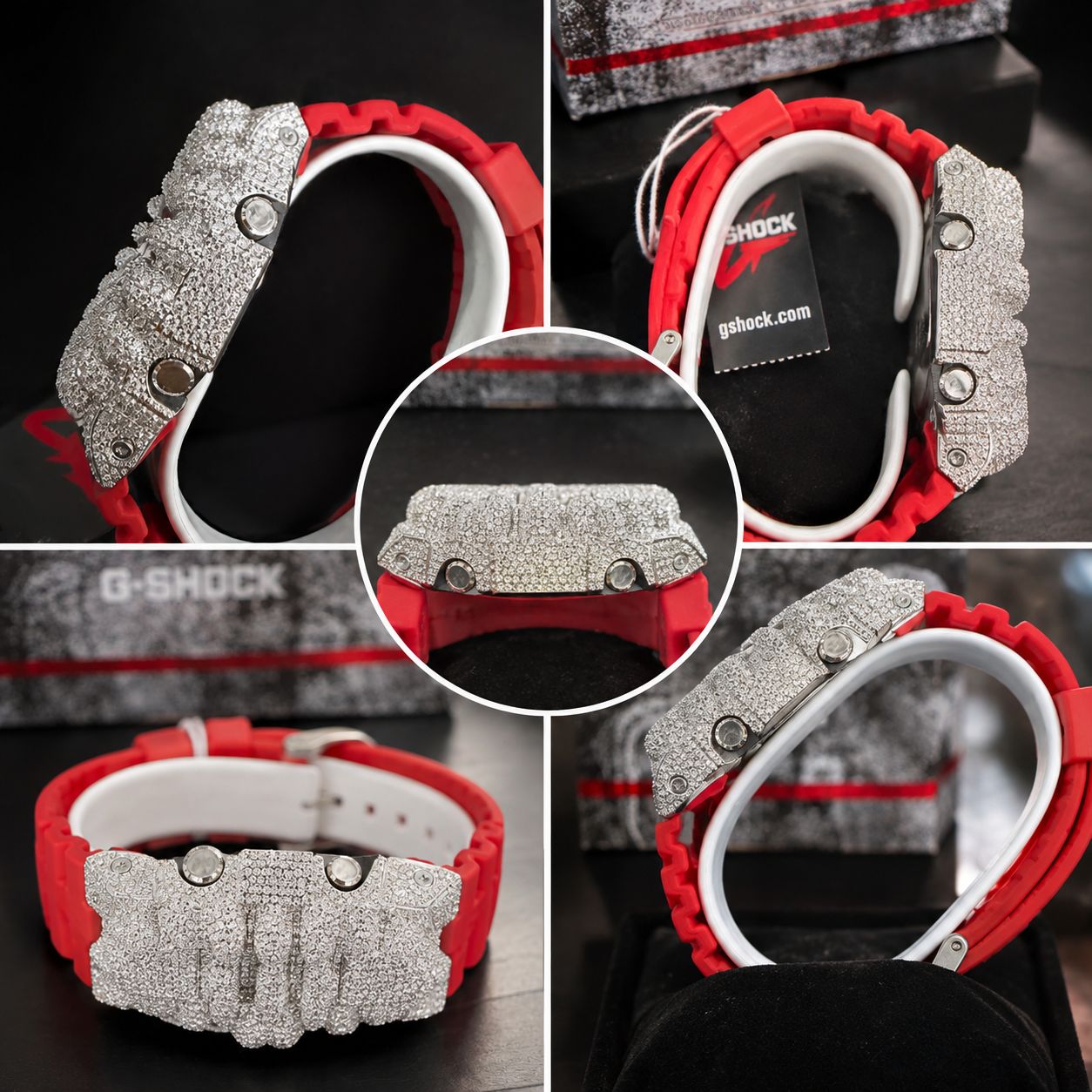 Casio G-Shock GA2100-4A Red Custom Iced Out Moissanite Watch w/ Box & Tag