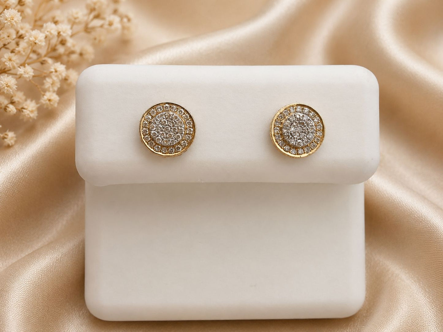 10K Yellow Gold Natural Diamond Round Stud Earrings 0.24 CTW Screw Back