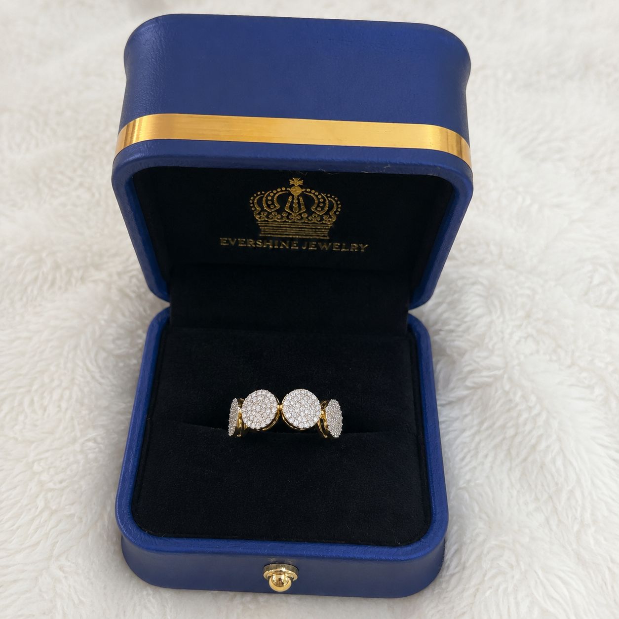 10K Gold Natural Diamond Women’s Three-Circle Cluster Ring – Size 5 | Evershine Jewelry