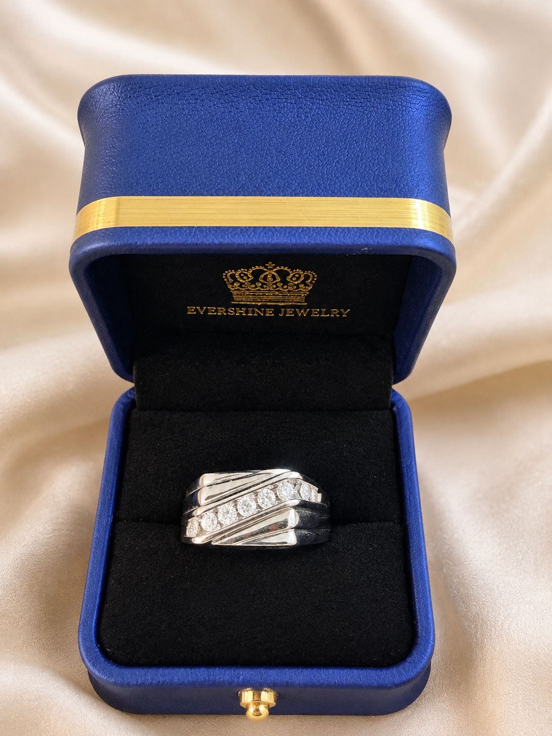 Men’s Diamond Ring – Size 11 – 14K Gold – Bold Multi-Row Statement Ring