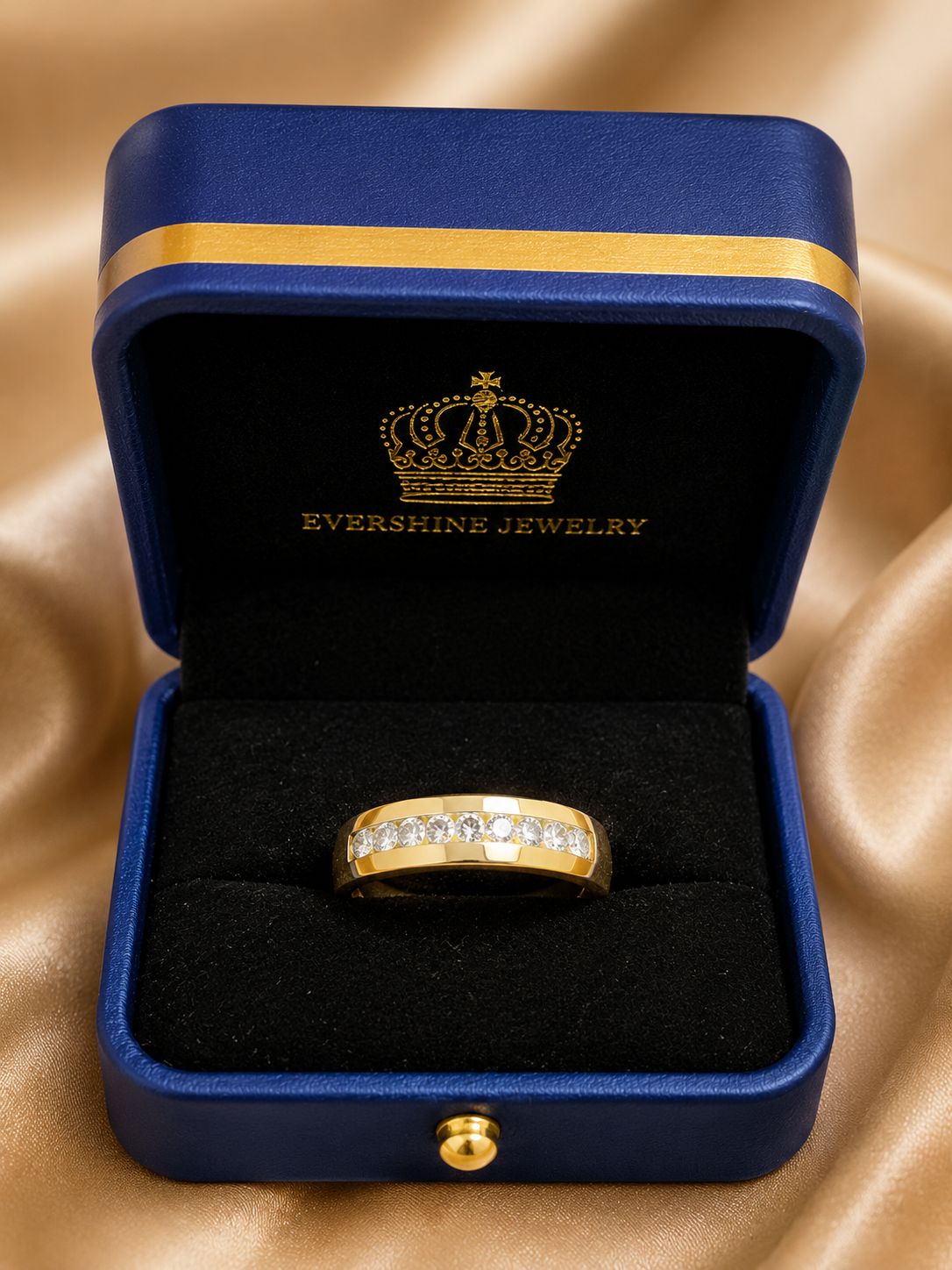 14K Yellow Gold Natural Diamond Men’s Wedding Band Channel Set Ring