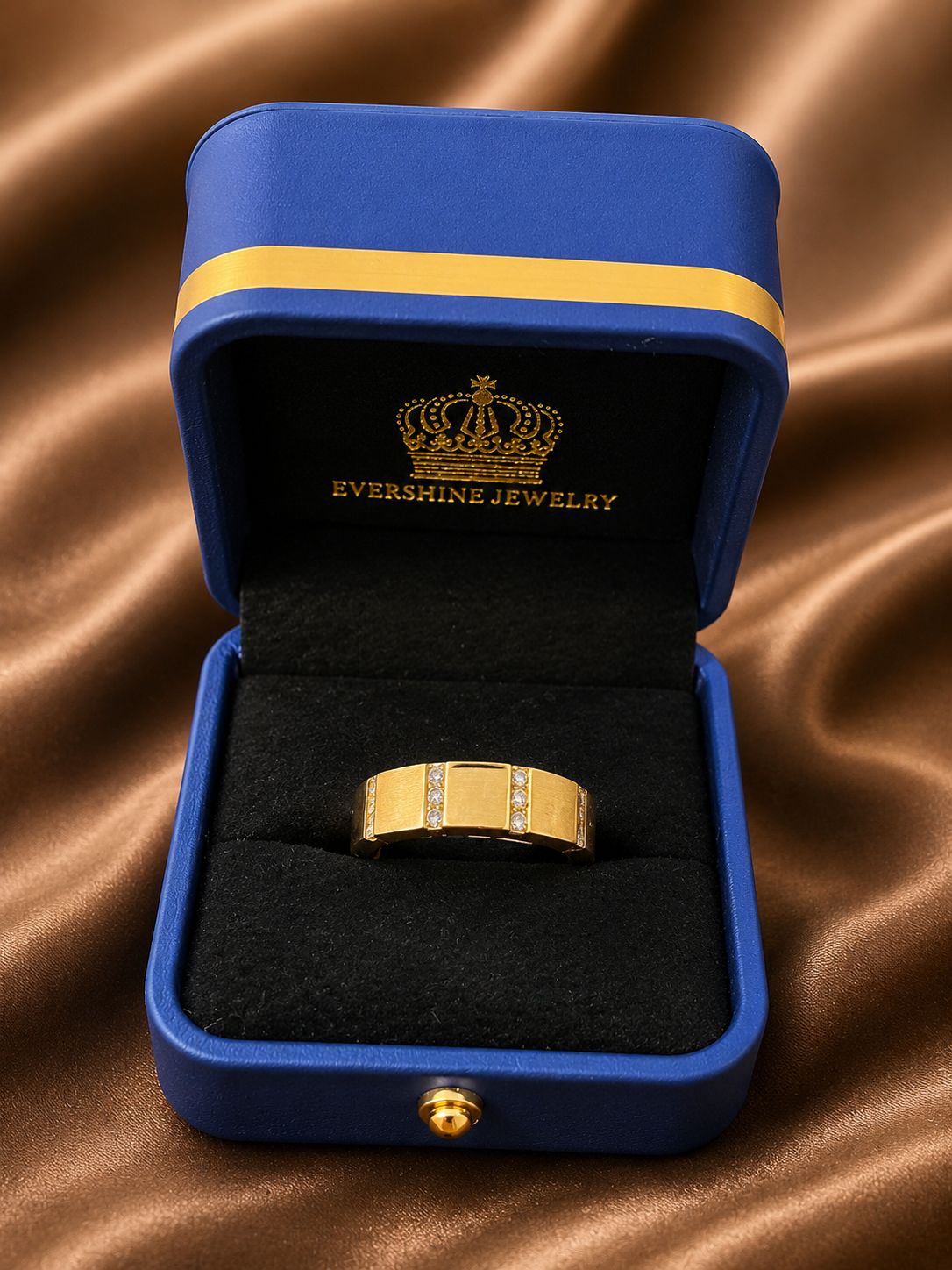10K Yellow Gold Men’s Diamond Band Ring 0.25 CTW Modern Wedding Ring