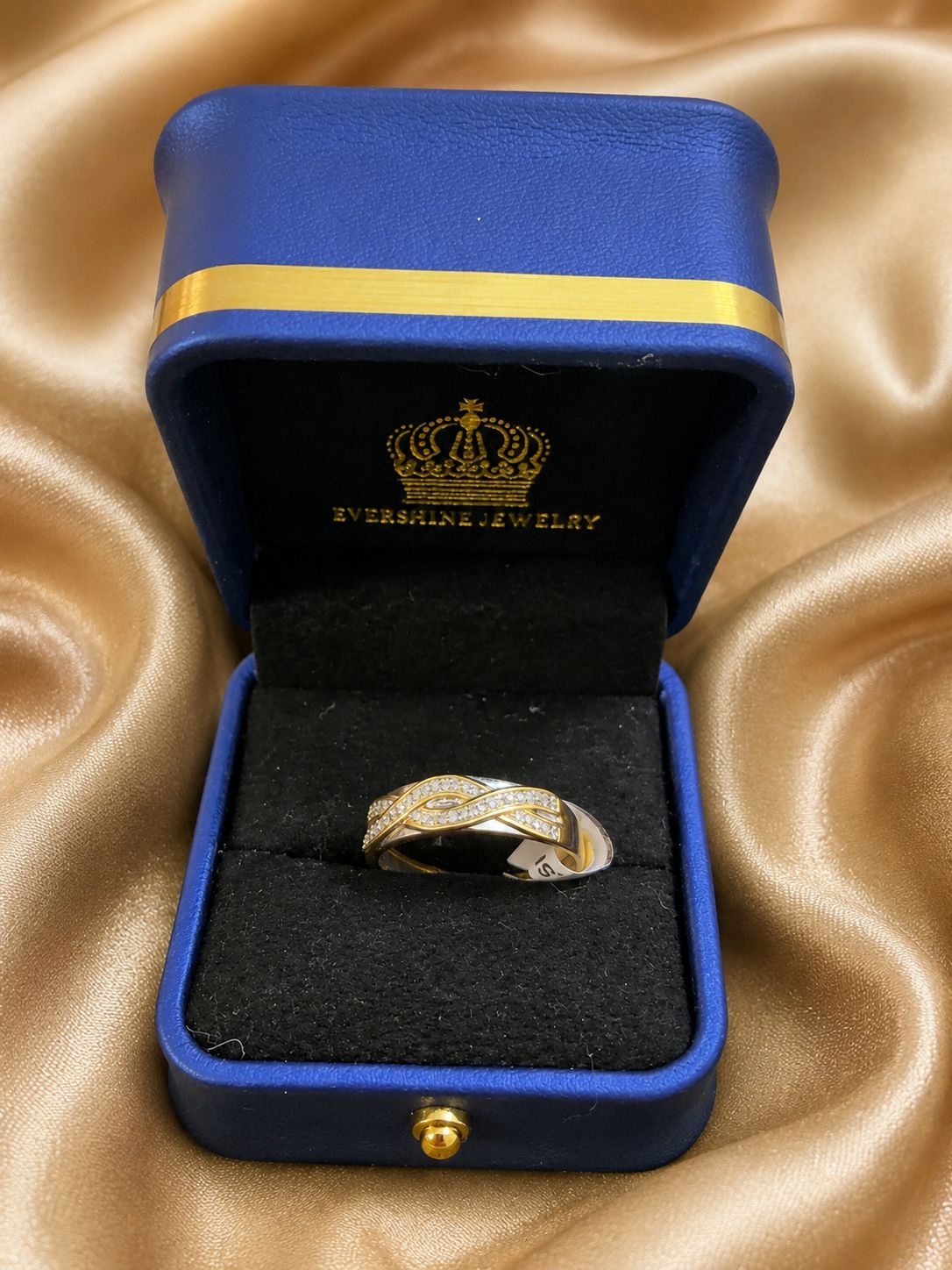 10K Yellow Gold 0.48 CTW Diamond Infinity Crossover Ring Women’s Band