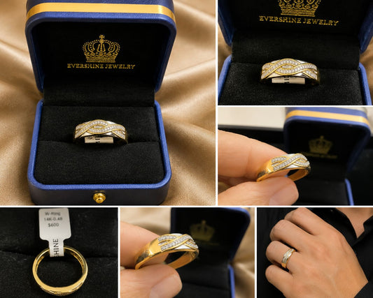 10K Yellow Gold 0.48 CTW Diamond Infinity Crossover Ring Women’s Band