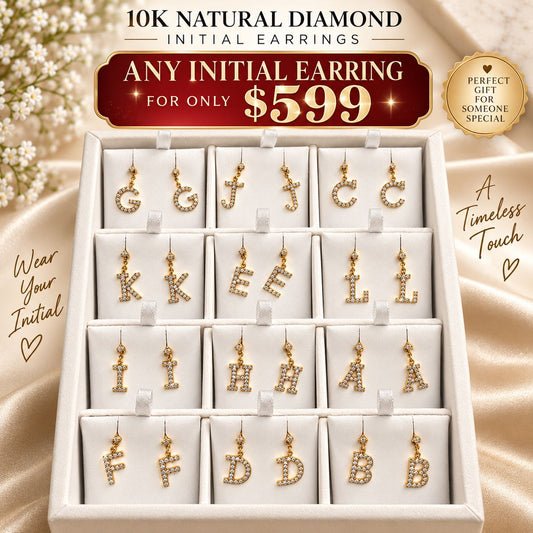 10K Gold Natural Diamond Initial Letter Earrings – Choose Your Initial – $599 Pair