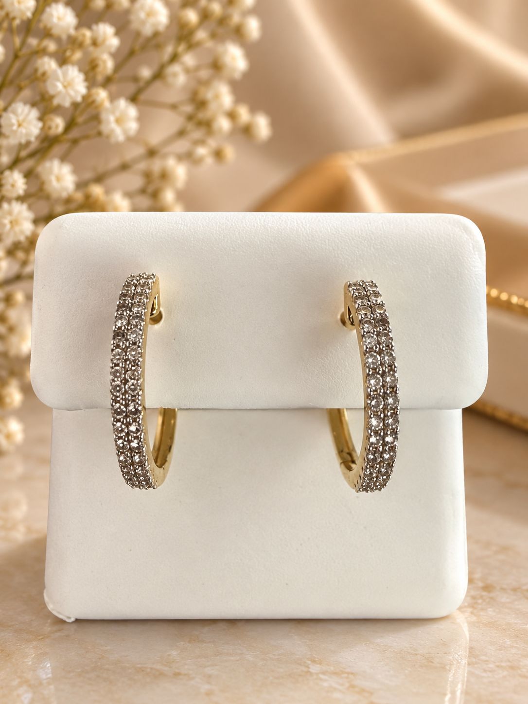 10K Yellow Gold Natural Diamond Hoop Earrings 0.31 CTW Classic Fine Jewelry