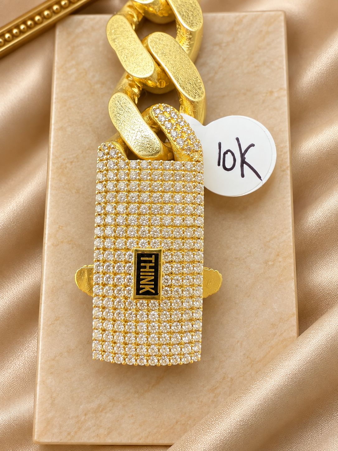 10K Yellow Gold Cuban Link Bracelet 9” 14.5mm CZ Iced Box Clasp Men’s