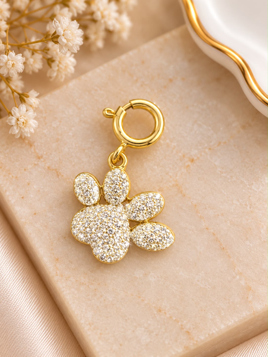 10K Yellow Gold Natural Diamond Charm Pendant – Choose Your Style – Bracelet Anklet Necklace