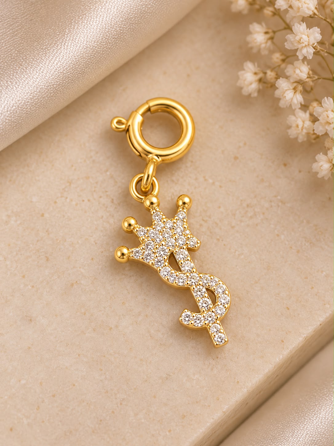 10K Yellow Gold Natural Diamond Charm Pendant – Choose Your Style – Bracelet Anklet Necklace