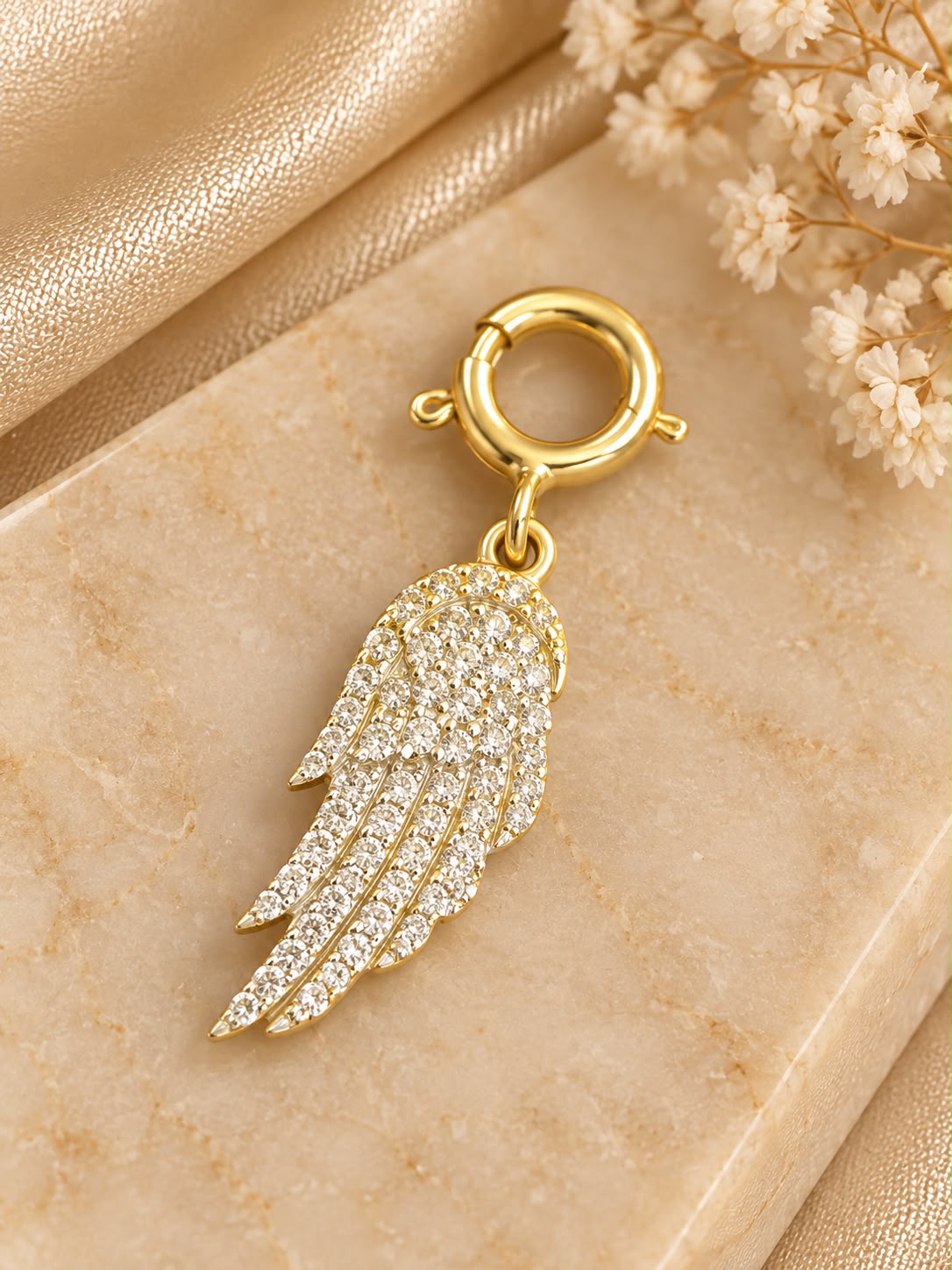 10K Yellow Gold Natural Diamond Charm Pendant – Choose Your Style – Bracelet Anklet Necklace