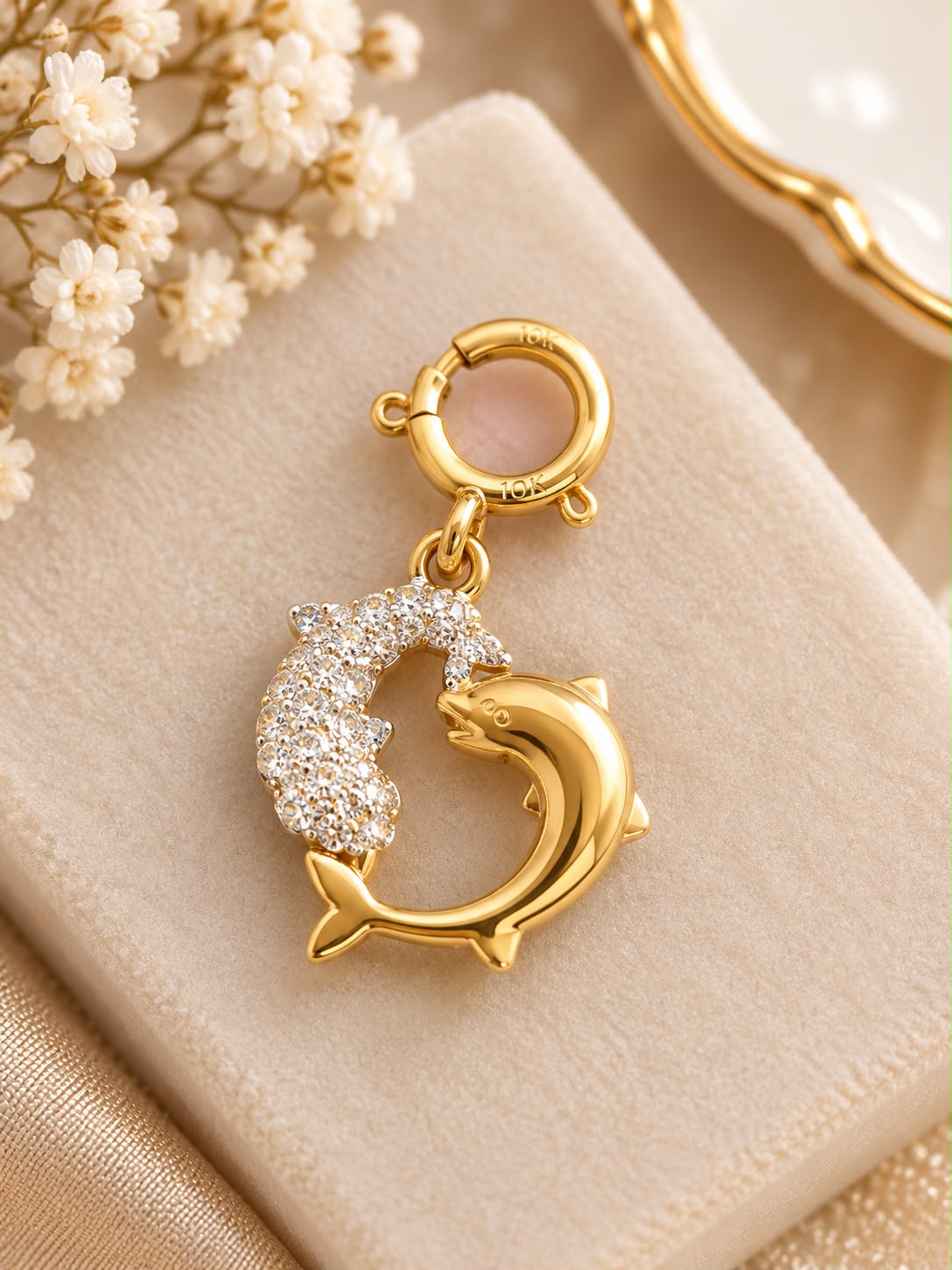 10K Yellow Gold Natural Diamond Charm Pendant – Choose Your Style – Bracelet Anklet Necklace