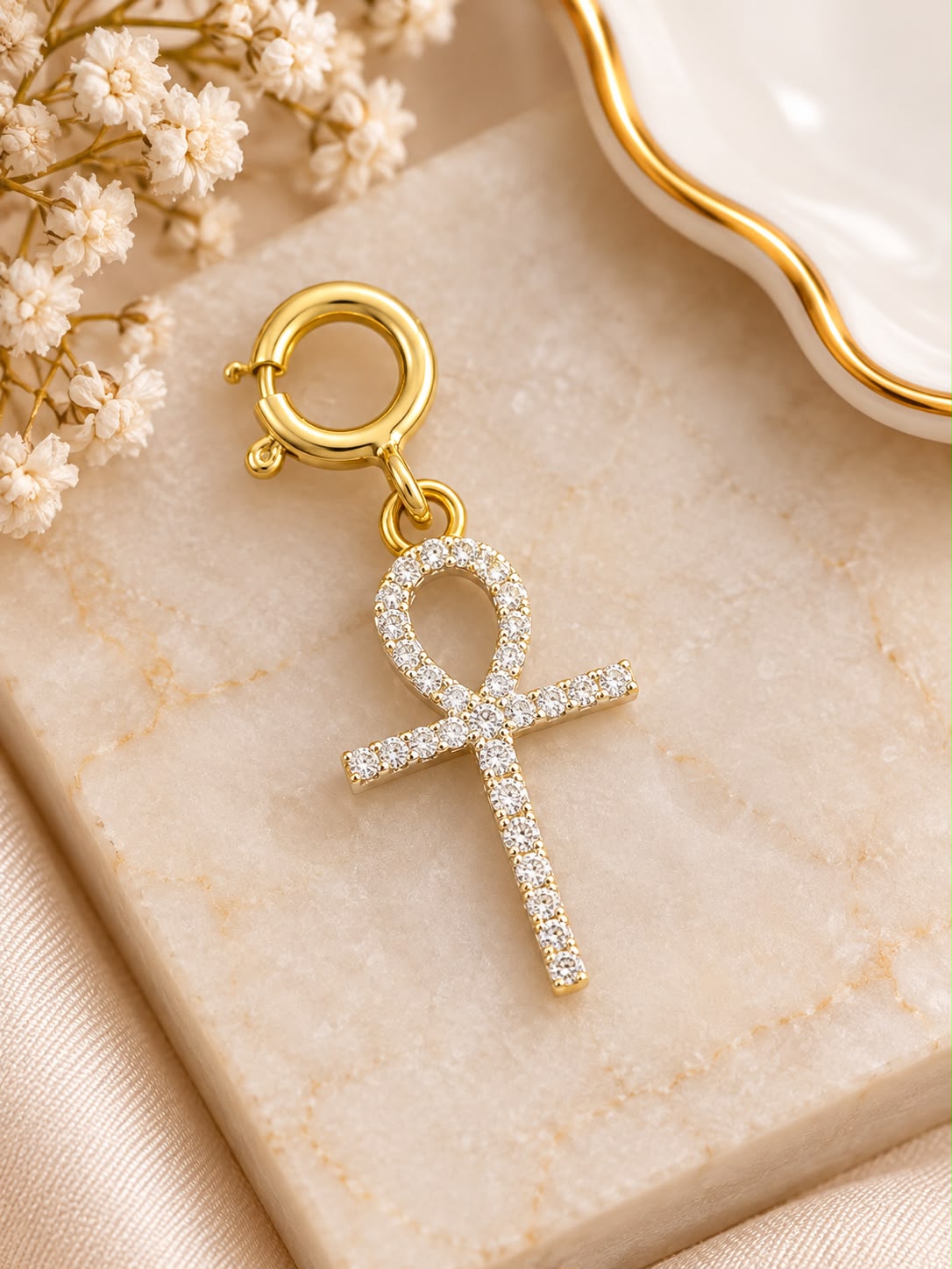 10K Yellow Gold Natural Diamond Charm Pendant – Choose Your Style – Bracelet Anklet Necklace