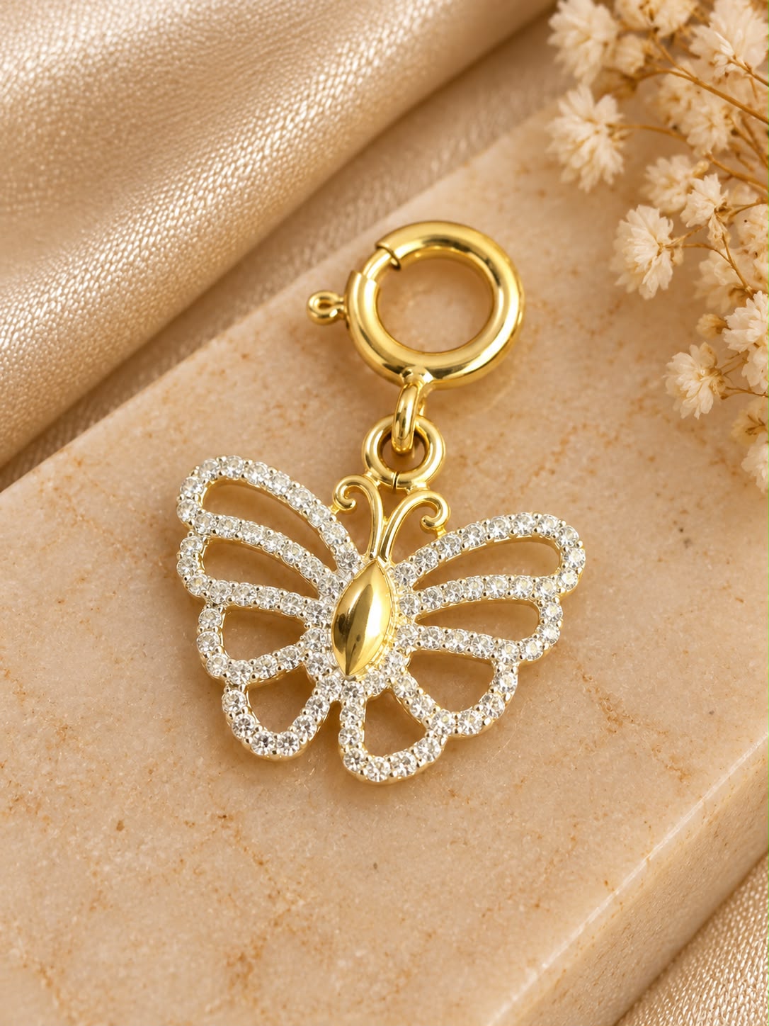 10K Yellow Gold Natural Diamond Charm Pendant – Choose Your Style – Bracelet Anklet Necklace