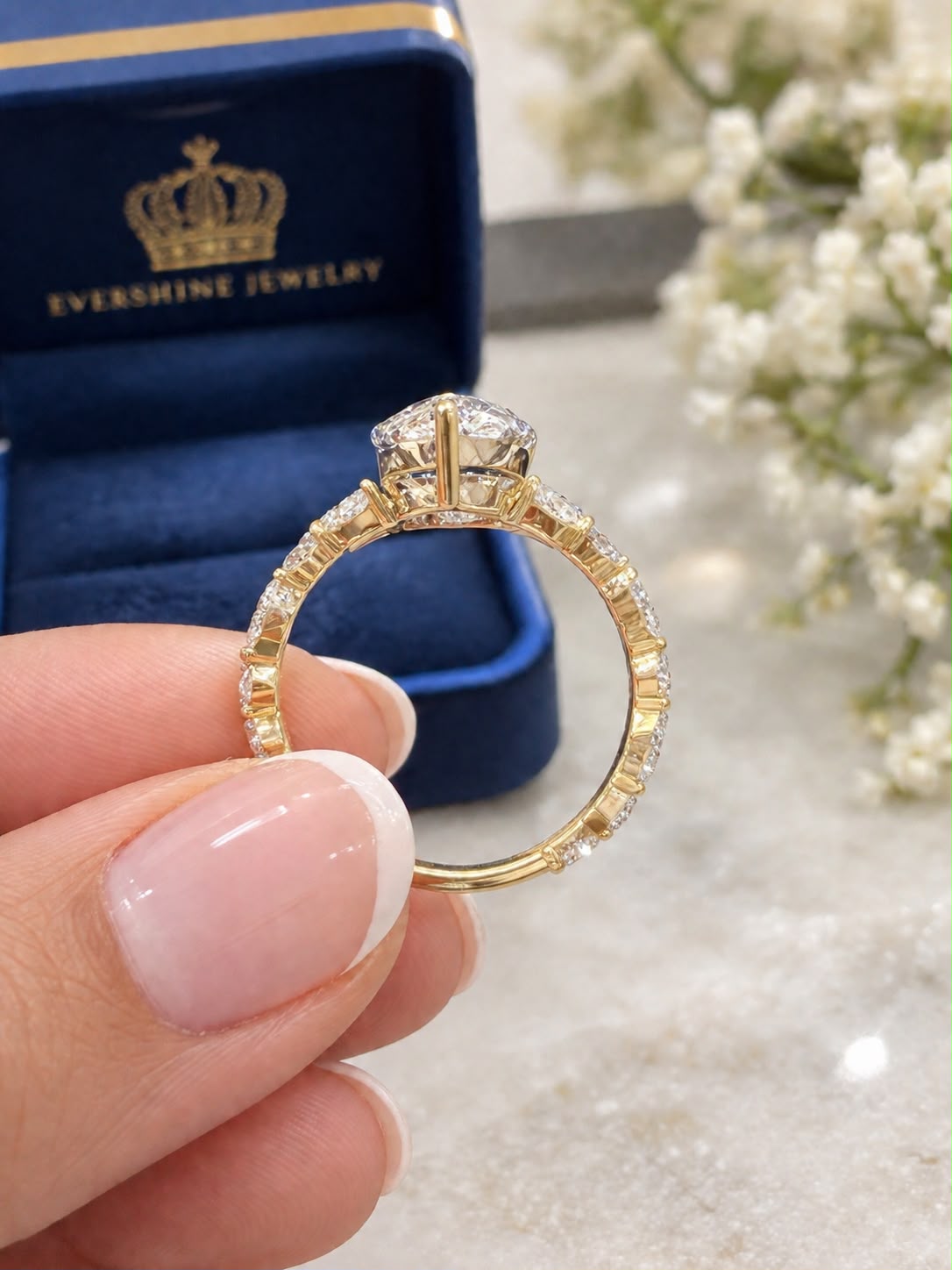 14K Gold 3.67 CT Lab Grown Diamond Pear Brilliant Ring IGI Certified Size 7