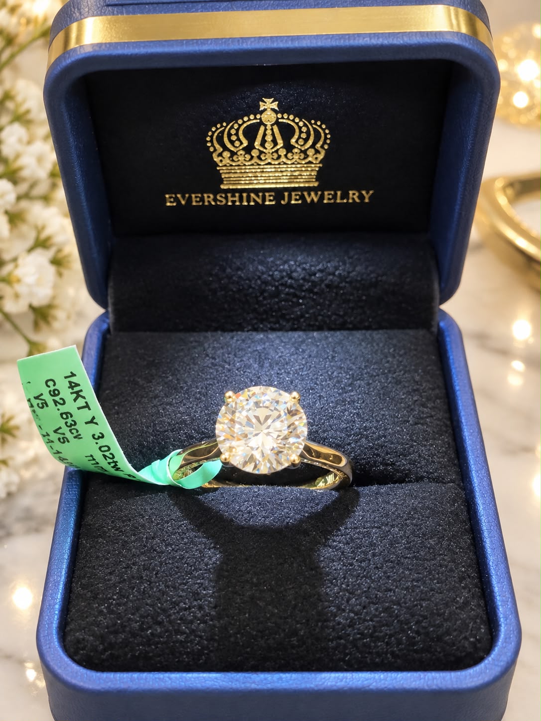 4K Gold 3.00 CT Lab Grown Diamond Ring VS IGI Certified – Size 7