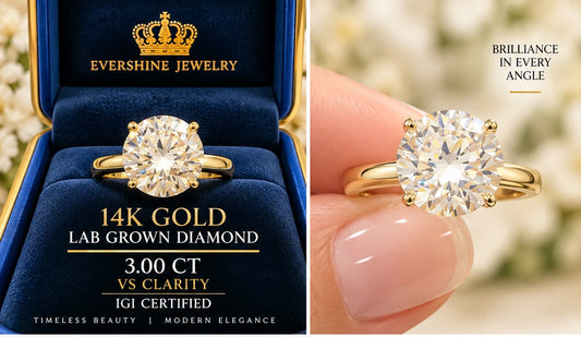 4K Gold 3.00 CT Lab Grown Diamond Ring VS IGI Certified – Size 7