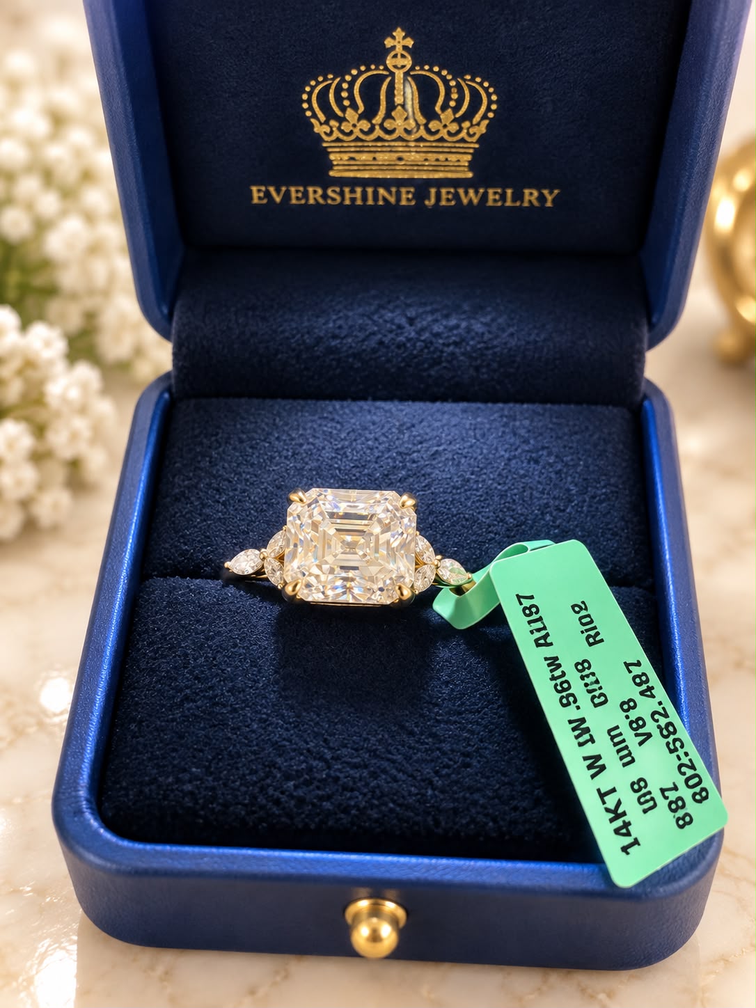 14K Yellow Gold 2.95 CTW Lab Grown Emerald Cut Diamond Engagement Ring IGI