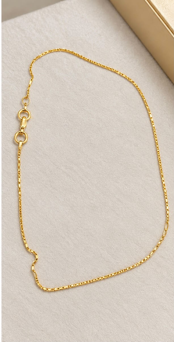 10K Yellow Gold Box Chain Anklet 10 Inch Women’s Genuine Gold Ankle Bracelet