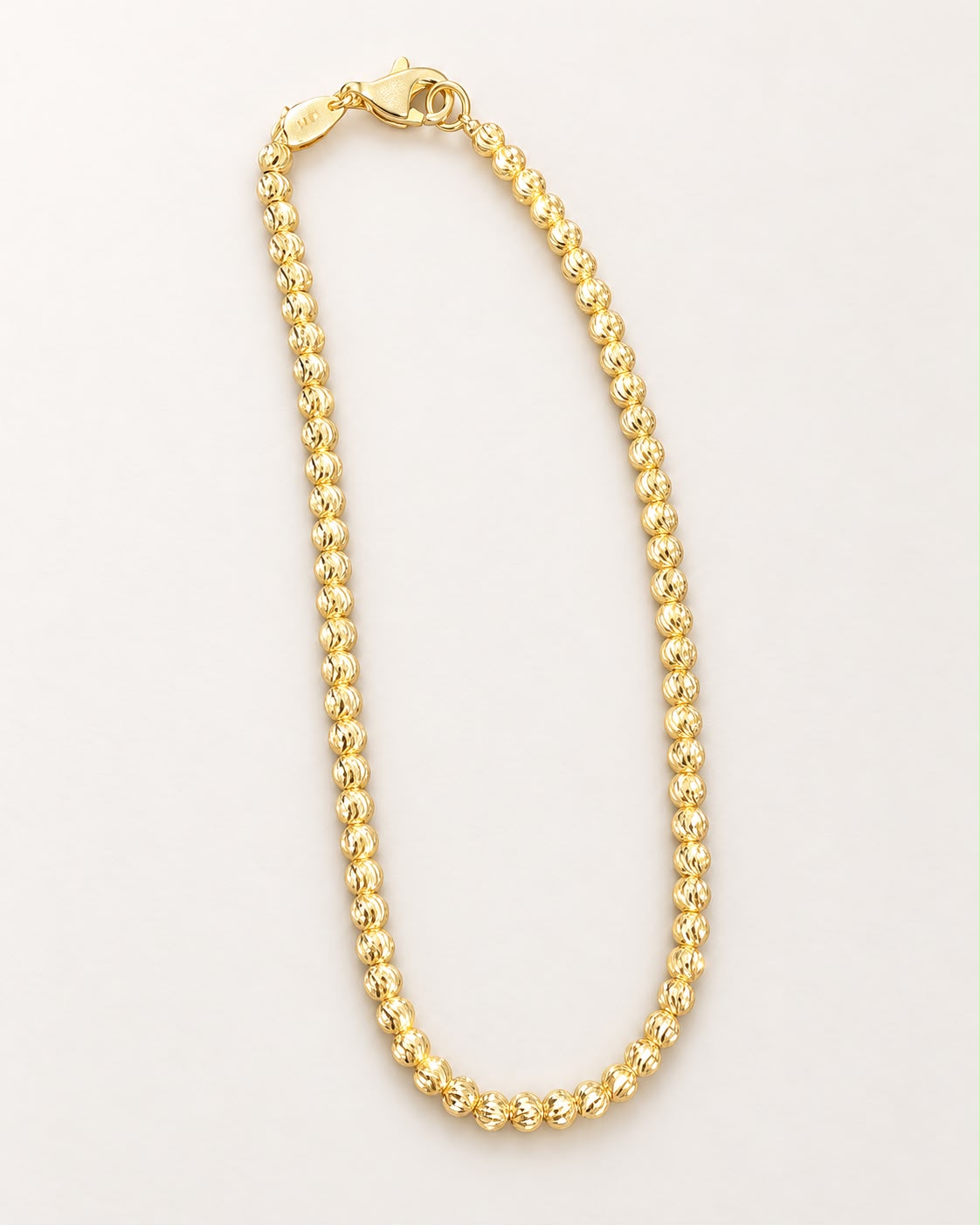 14K Yellow Gold Diamond Cut Bead Ball Bracelet Lobster Clasp 4.24g