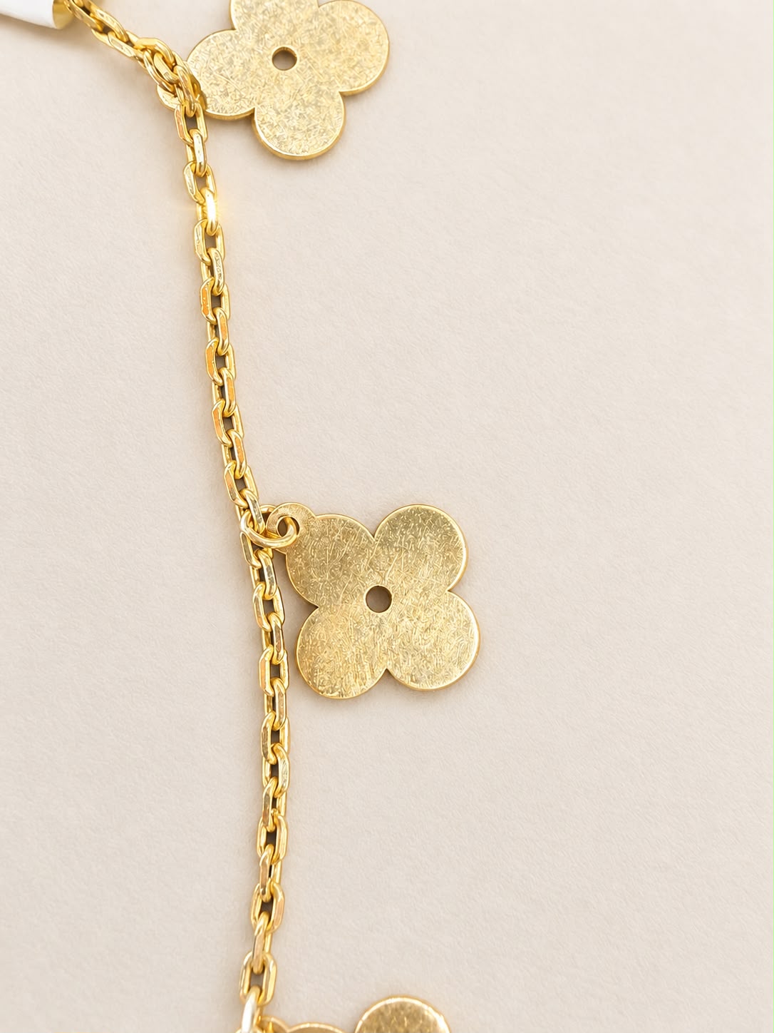 14K Yellow Gold 7” Flower Dangle Charm Bracelet 2.96g