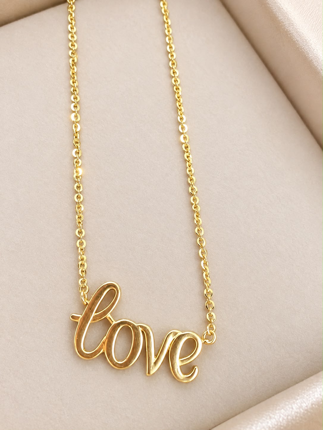 14K Yellow Gold Love Script Pendant Necklace 16-18” 3.71g