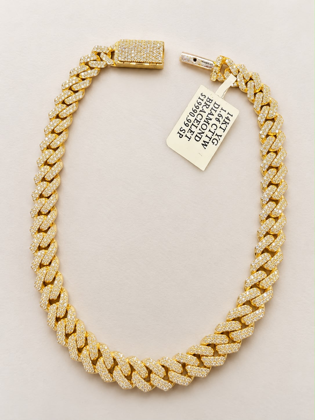 14K Yellow Gold 1.6 CTW Natural Diamond Cuban Link Bracelet 6.1mm 8”