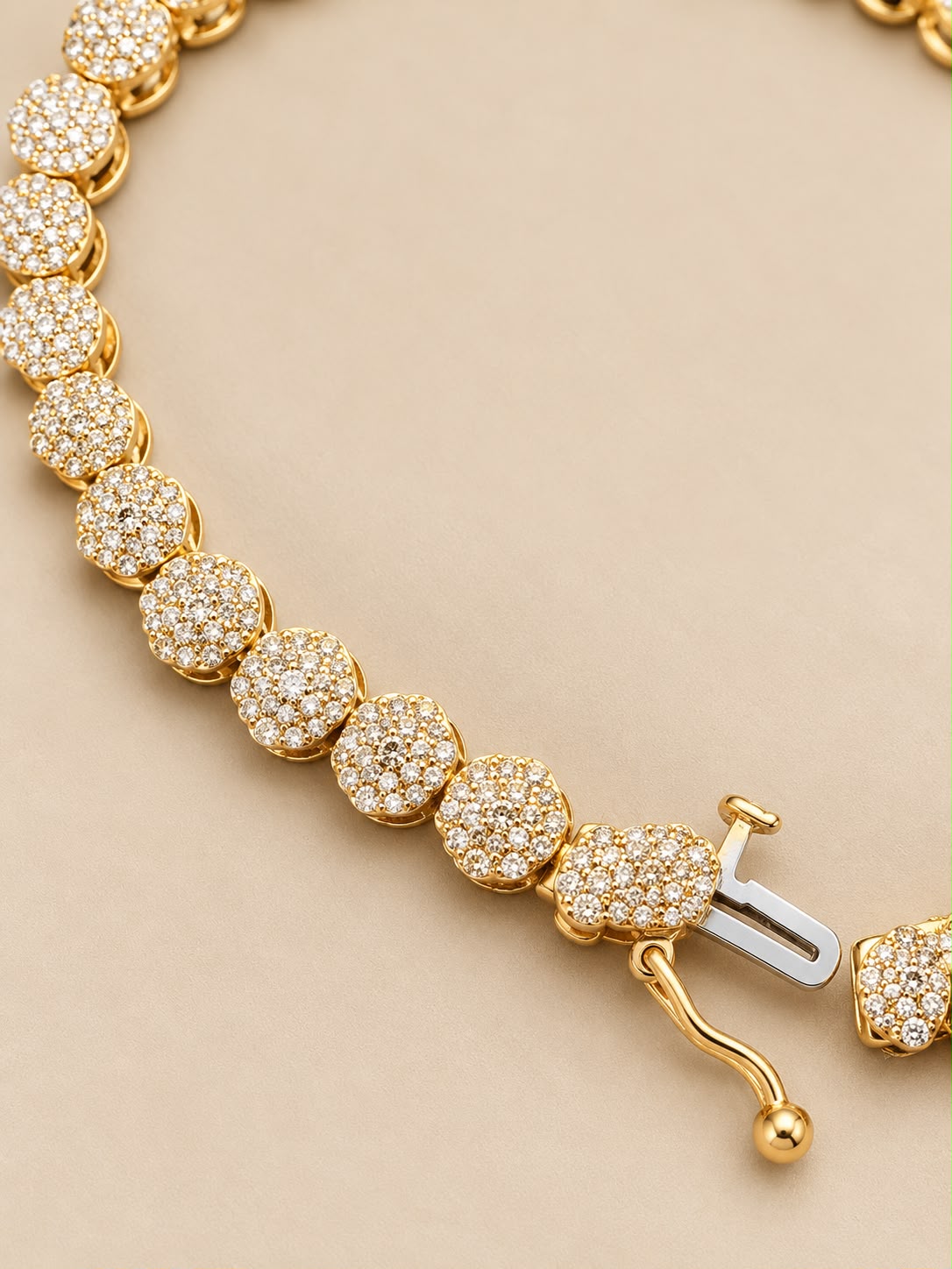 10K Yellow Gold 6 CT Natural Diamond Bracelet 7” 4.6mm Round Cluster Link