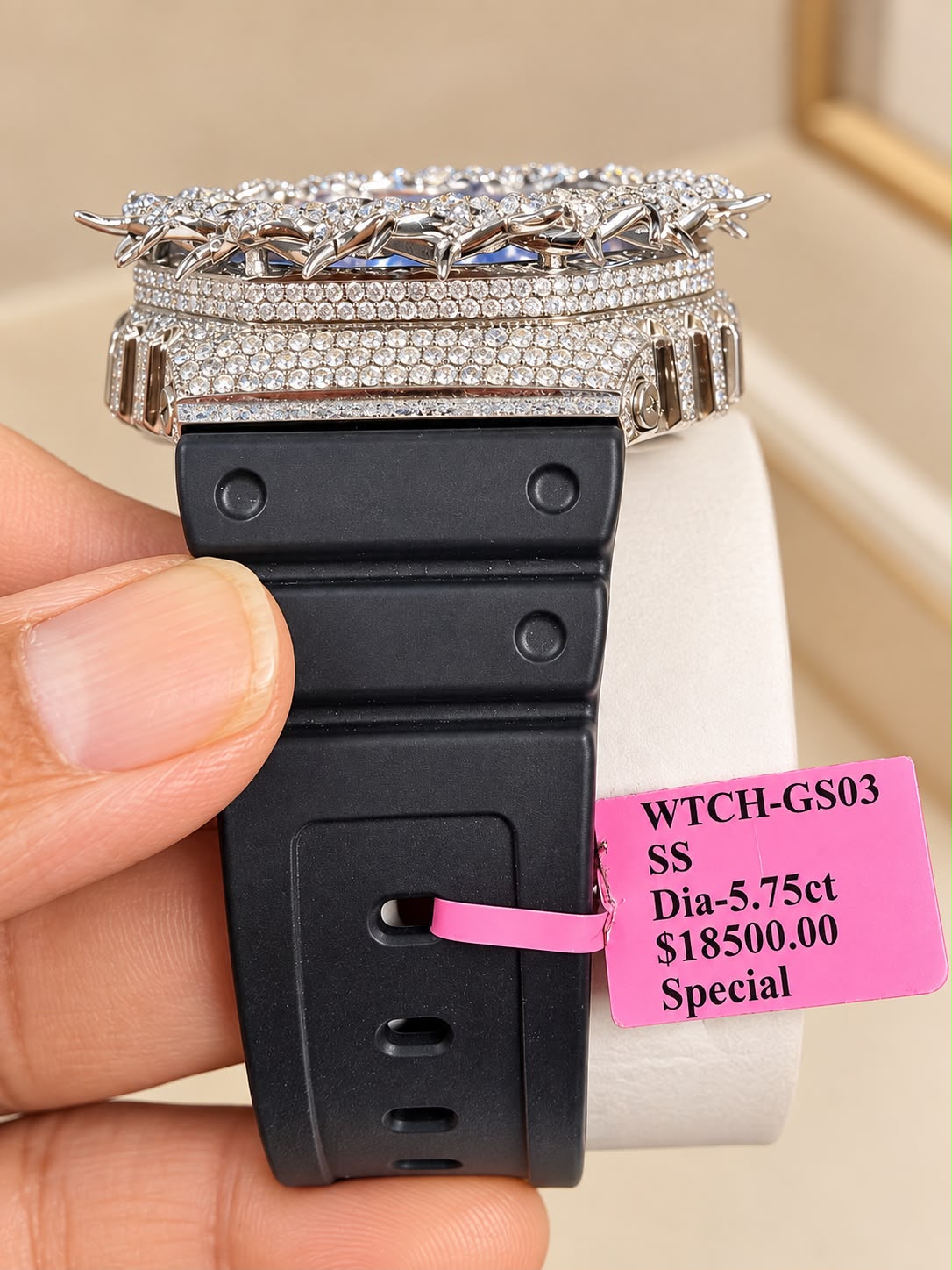 Casio G-Shock Iced Out Watch – 5.75 CT Natural Diamonds – Blue Dial – Authentic