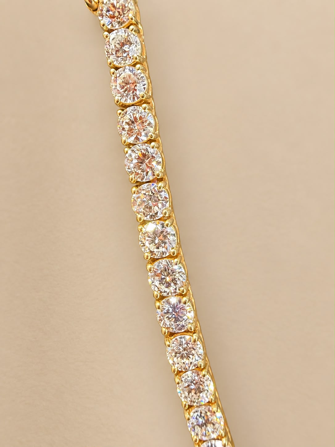 14K Yellow Gold 18 CT Lab Grown Diamond Tennis Necklace 19” 3.4mm