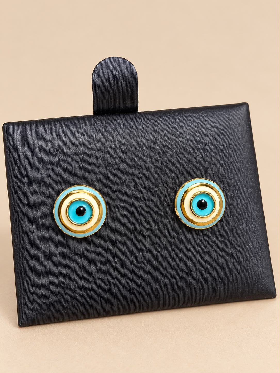14K Yellow Gold Evil Eye Stud Earrings – 9.3mm – 2.30 Grams