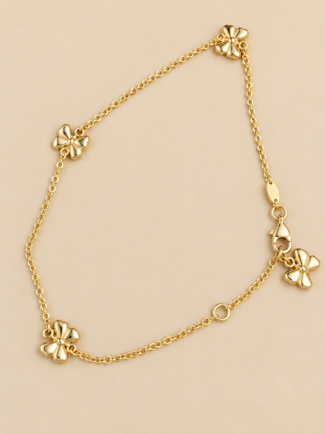 14K Yellow Gold 10” Anklet Flower Charm Design – 2.63 Grams