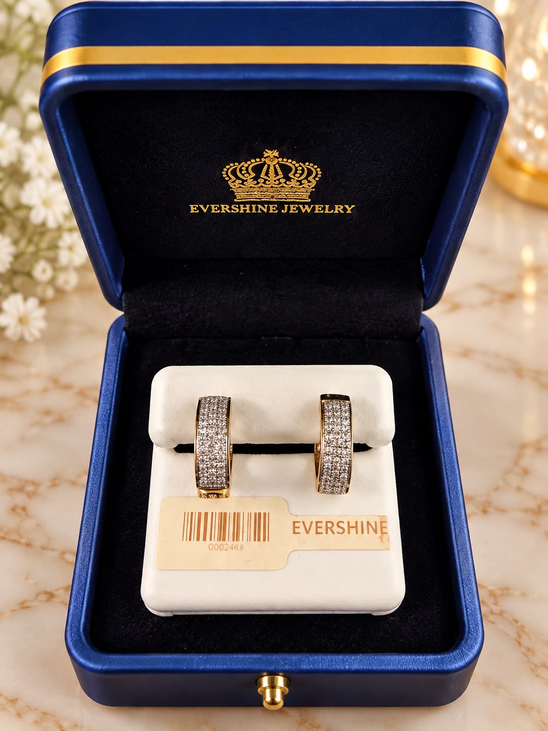 10K Yellow Gold Diamond Pave Hoop Earrings – Multi-Row Design