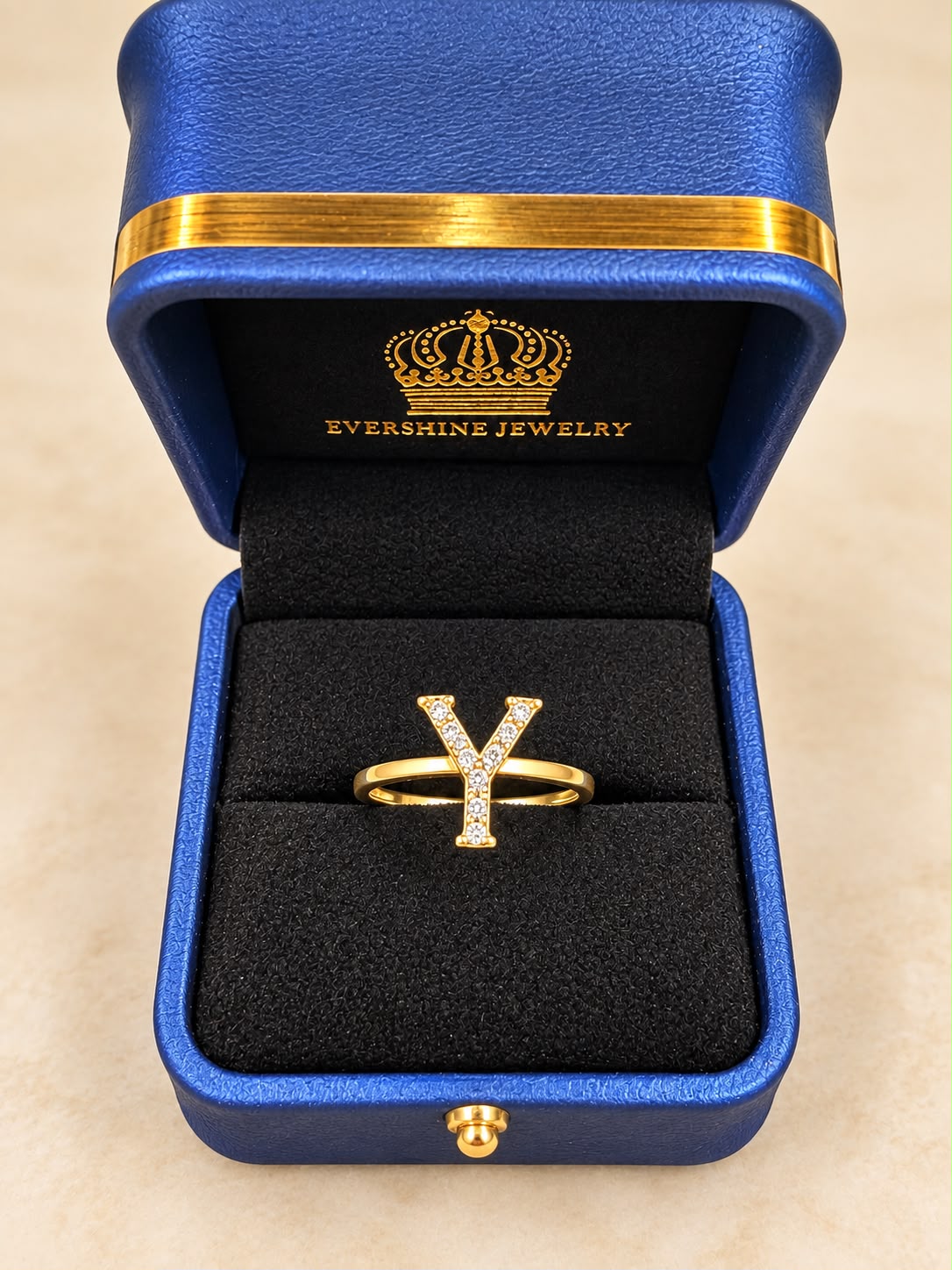 10K Yellow Gold CZ Stone Letter Y Initial Ring Size 7 Approx. 1.2g