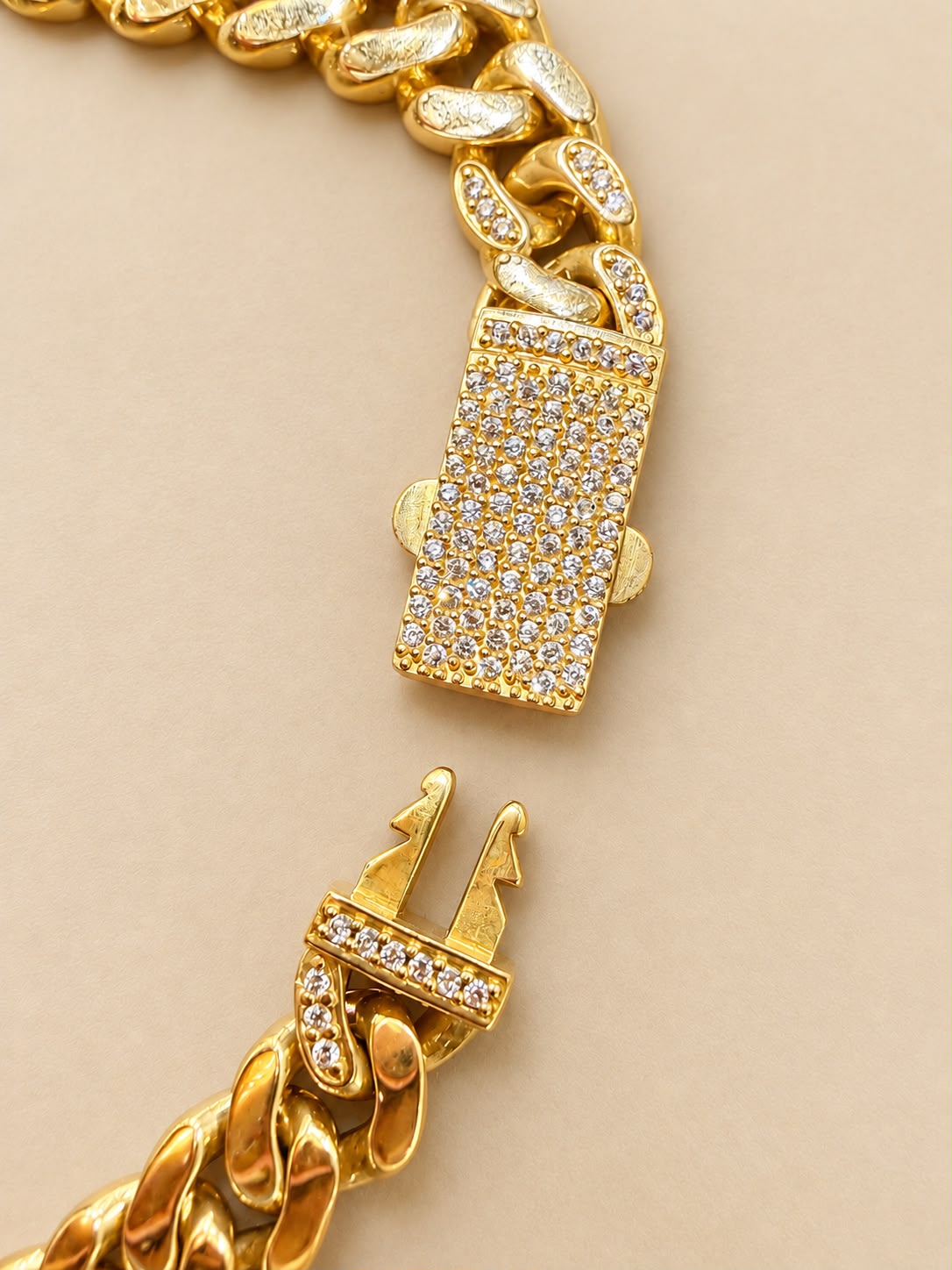 10K Yellow Gold Monaco Cuban Link Bracelet CZ Stones 9” 7.9mm 10.8 Grams