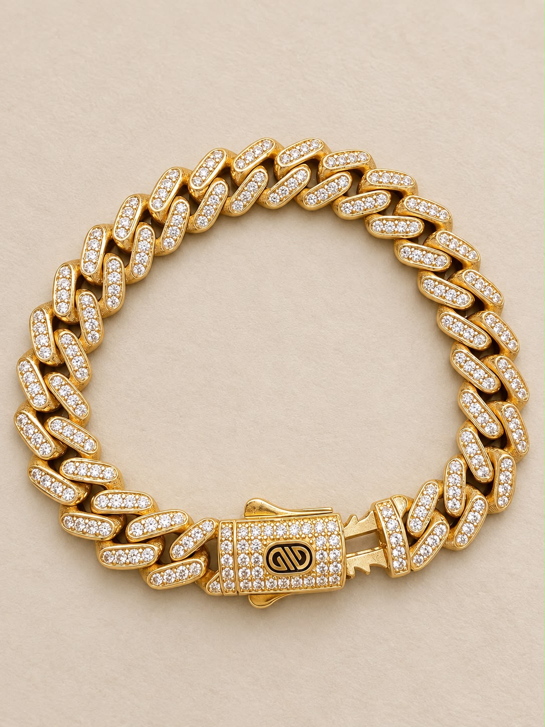 10K Yellow Gold Monaco Bracelet with CZ Stones 7.5” 8.9mm 14 Grams