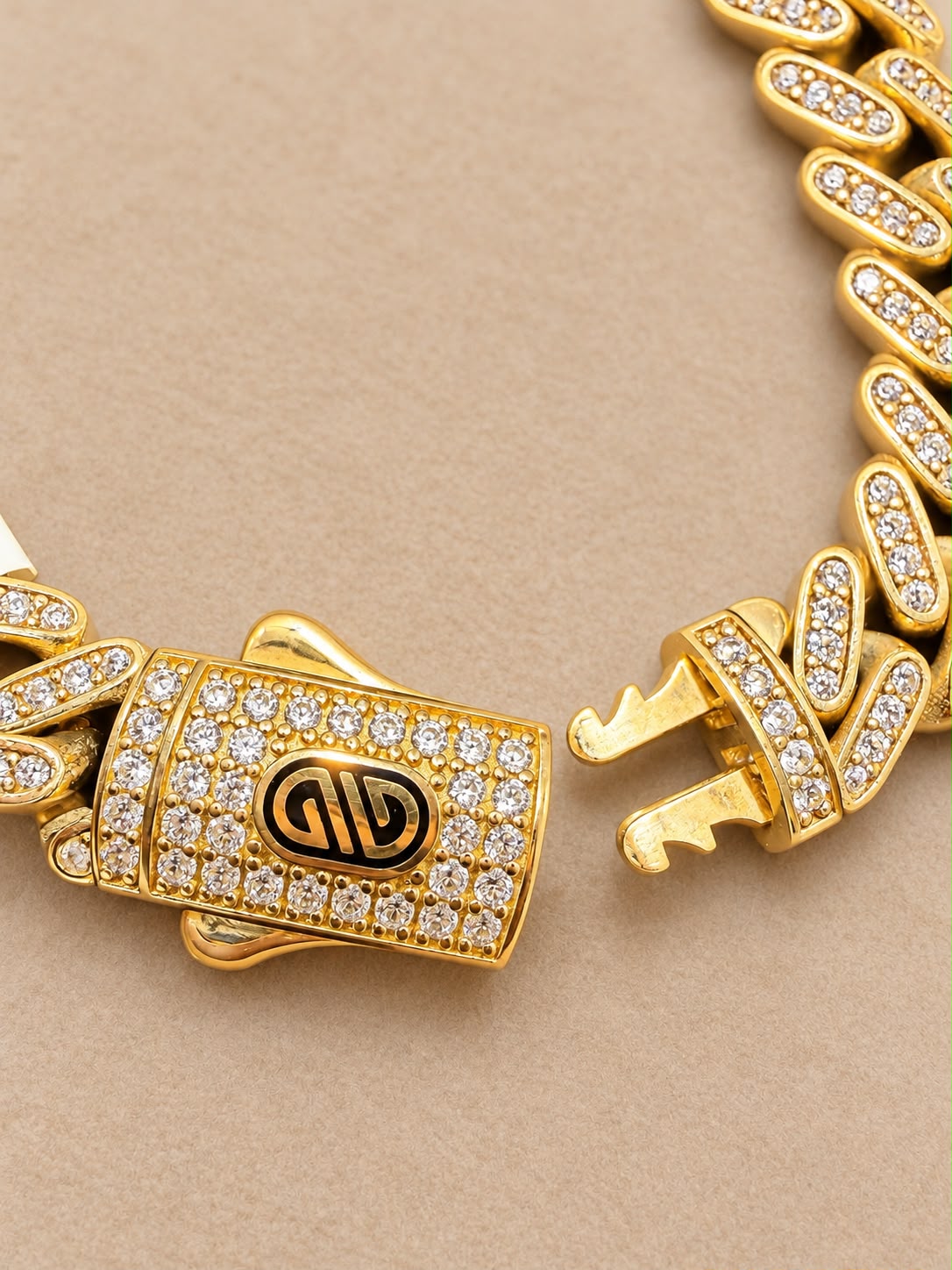 10K Yellow Gold Monaco Bracelet with CZ Stones 7.5” 8.9mm 14 Grams
