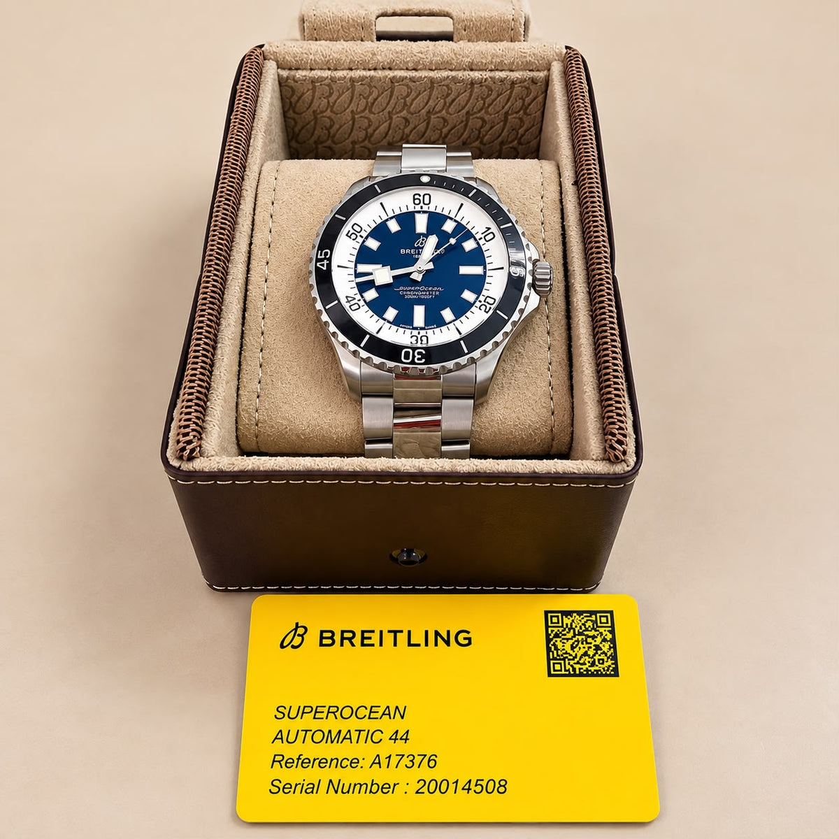 Breitling Superocean Automatic 44 A17376 Blue Dial Men’s Watch Box Papers 300M