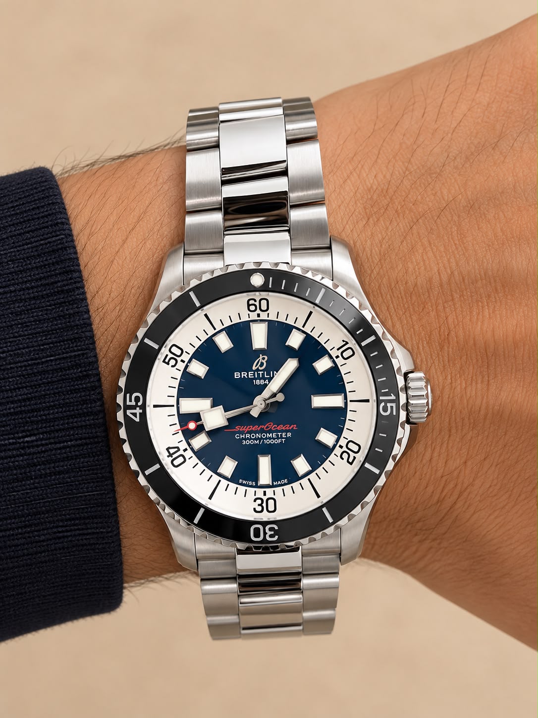 Breitling Superocean Automatic 44 A17376 Blue Dial Men’s Watch Box Papers 300M