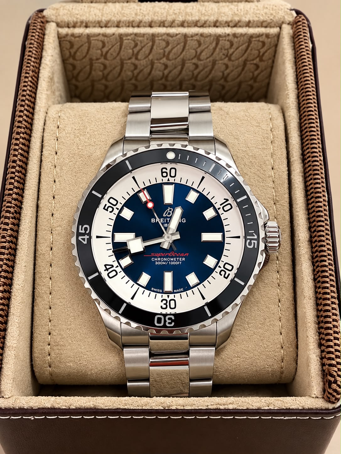 Breitling Superocean Automatic 44 A17376 Blue Dial Men’s Watch Box Papers 300M