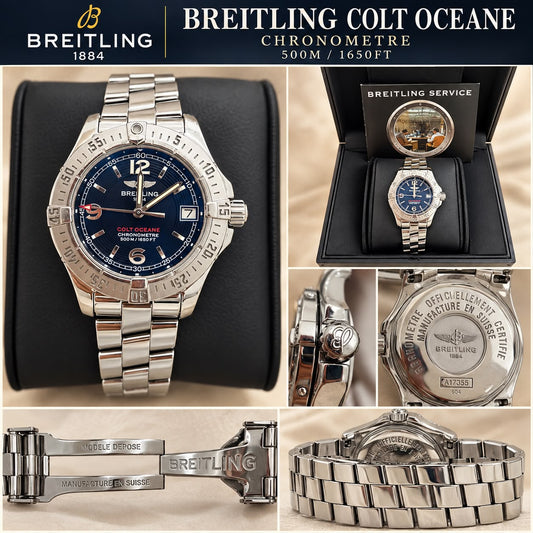 Breitling Colt Oceane A17955 Blue Dial Stainless Steel Women’s Watch 500M