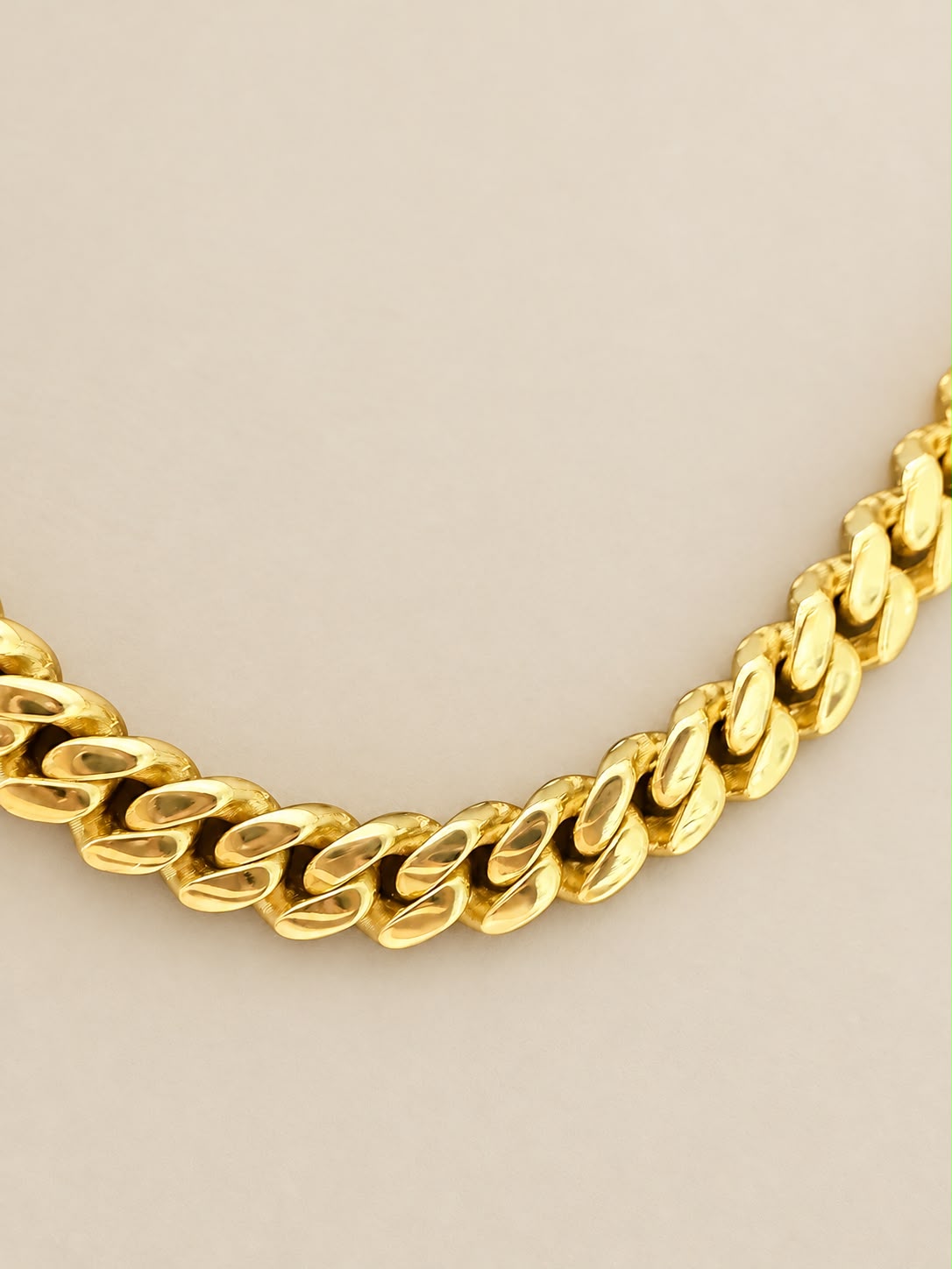 10K Yellow Gold Miami Cuban Link Chain Necklace CZ Stone Clasp 15.5 Grams