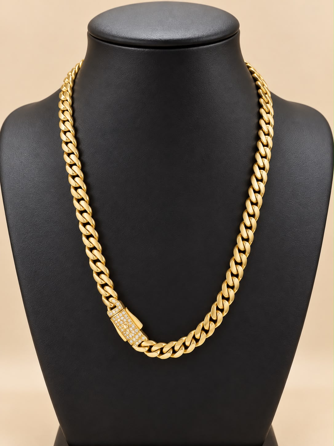 14K Yellow Gold Monaco Cuban Link Necklace 18” 7mm CZ Clasp 24.6 Grams