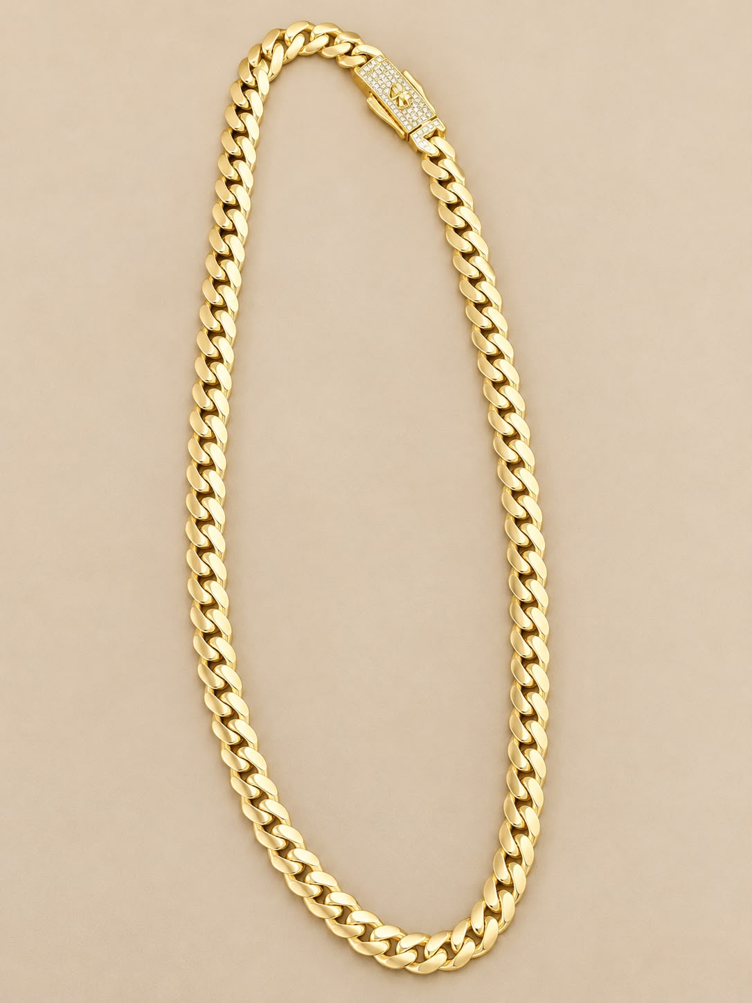 14K Yellow Gold Monaco Cuban Link Necklace 18” 7mm CZ Clasp 24.6 Grams