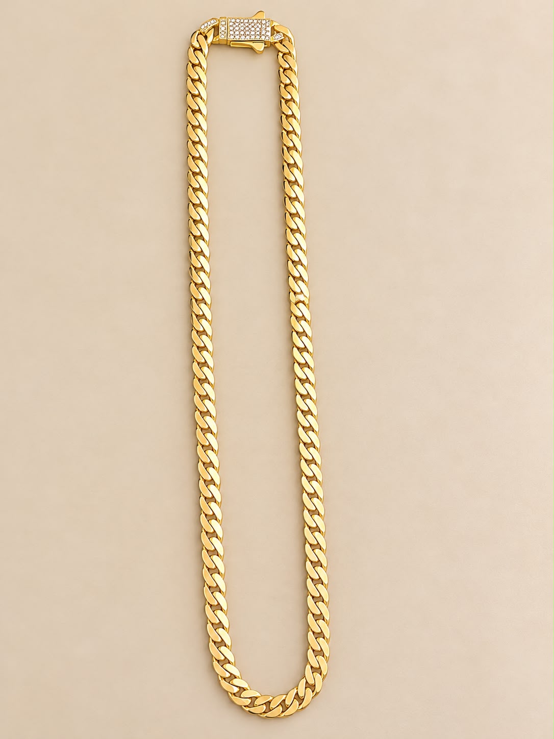 14K Yellow Gold Monaco Cuban Link Necklace CZ Clasp 4.8mm 17-18” 13.6 Grams