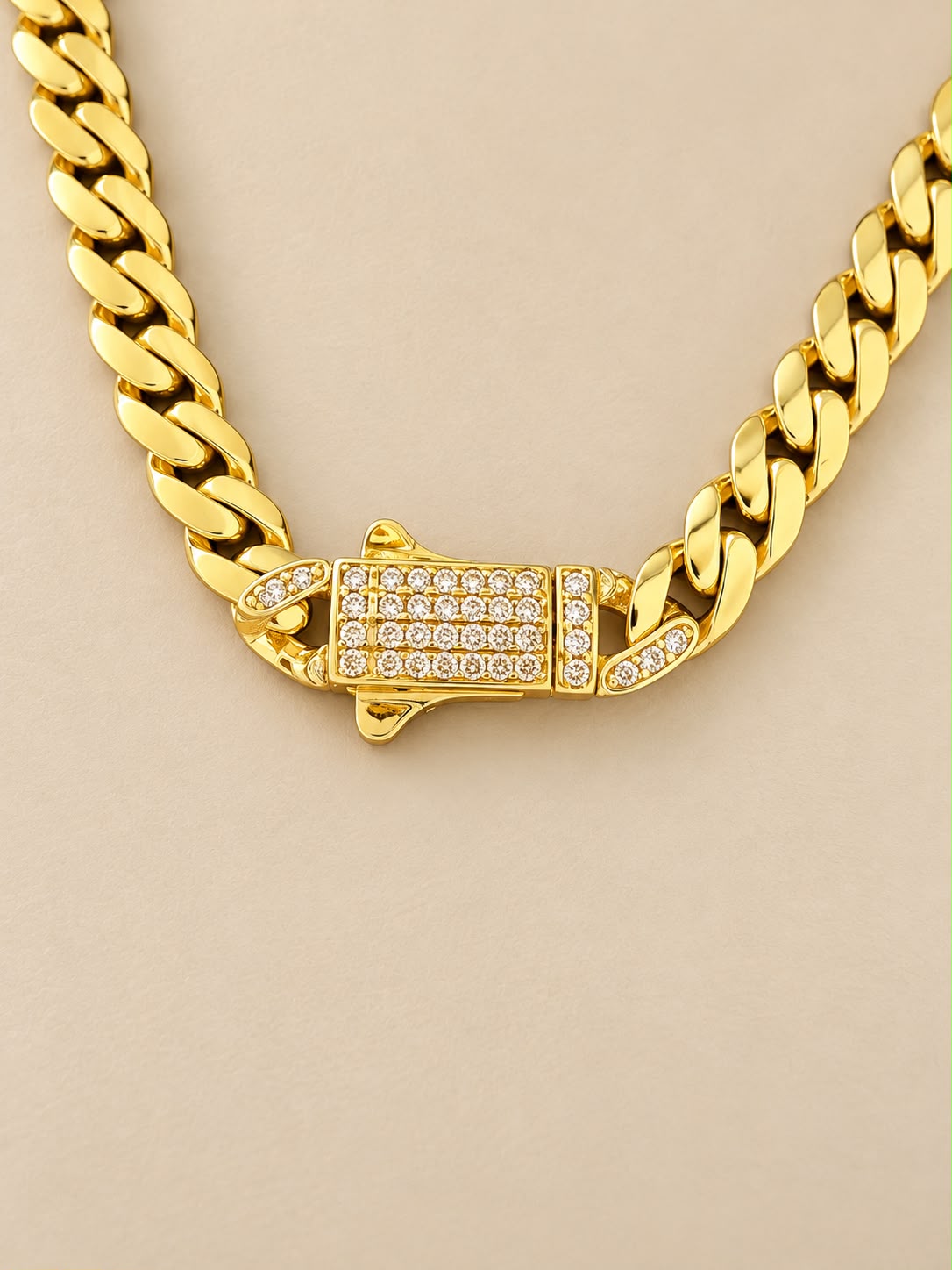 14K Yellow Gold Monaco Cuban Link Necklace CZ Clasp 4.8mm 17-18” 13.6 Grams